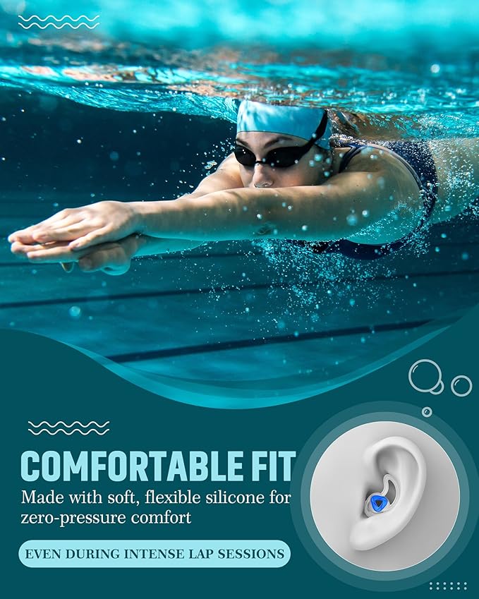 Hearprotek [2 Pairs] Swimmer Ear Plugs,Custom-fit Water Protection Adult Swimming earplugs for Swimmers Pool Shower Bathing and Other Water Sports
