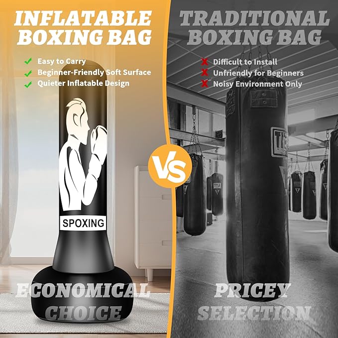 70" Freestanding Heavy Punching Bag with Adjustable Stand, Perfect for Boxing, MMA, Muay Thai, Karate, and Fitness Training for Adults, Men, Women, and Beginners