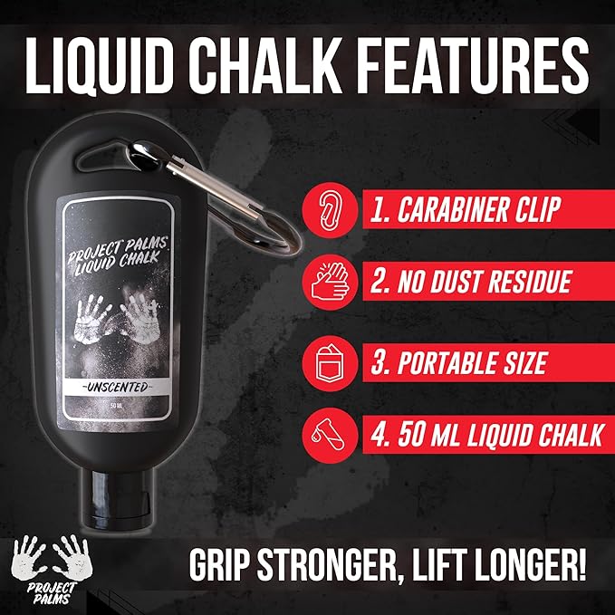 Liquid Chalk 50ML with Fruity Cereal Scent, Mess-Free Gym Chalk for Weightlifting, Rock Climbing, Gymnastics, Crossfit & More - Fast-Drying, Superior Grip for Reduced Slippage
