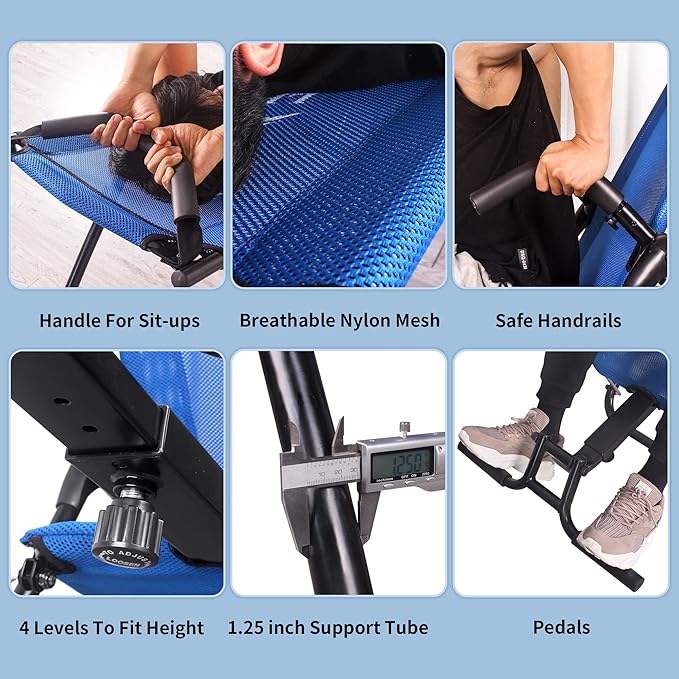 leikefitness Ab Exercise Chair Core Strengthening Lightweight Foldable AB3900(Blue)