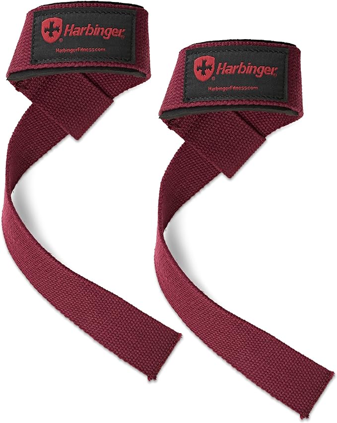 Harbinger Padded Cotton Lift Straps - Soft, Supportive Neotek Wrist Pads - 21.5" Length, 1.5" Width - Reinforced Edges & Heavy-duty Stitching - Cushions Wrists for Lifting Support