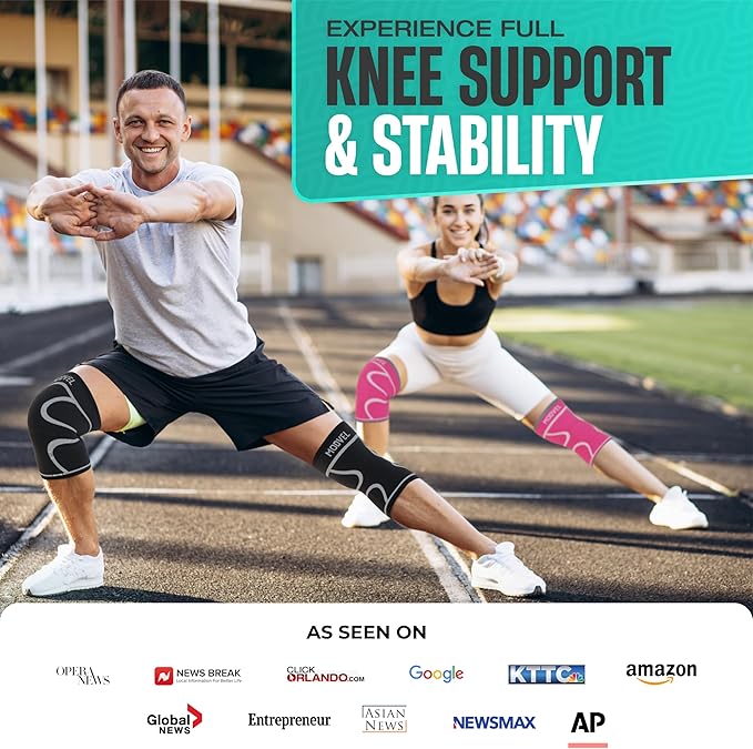 Modvel 2 Pack Knee Brace for Women & Men - Workout Knees Compression Sleeve for Knee Pain Relief Joint Support for ACL, Arthritis, Meniscus Tear Knees Brace for Sports, Rodilleras para Gym Fitness