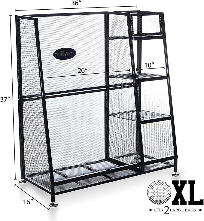 Milliard Golf Organizer - Extra Large Size - Fit 2 Golf Bags and Other Golfing Equipment and Accessories in This Handy Storage Rack - Great Gift Item