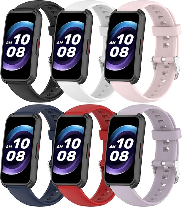 6-Pack Compatible with Amzhero Runfit D26 Slim Fitness Tracker 1.47 inch Bands 16mm, Replacement Lightweight Soft Silicone Sweat Resistant Sport Wristbands Band for Amzhero Runfit D26 Accessory