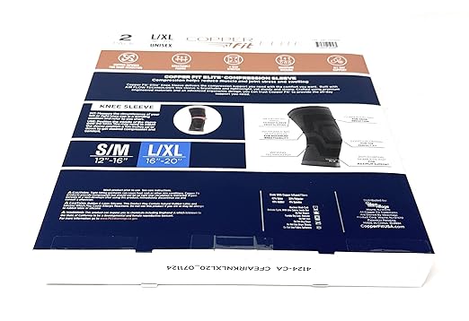 Copper Fit Freedom Knee Sleeve 2 Pack, Copper Infused Compression Sleeve with Contour Design, 2 Knee Sleeve, As Seen on TV (Large)