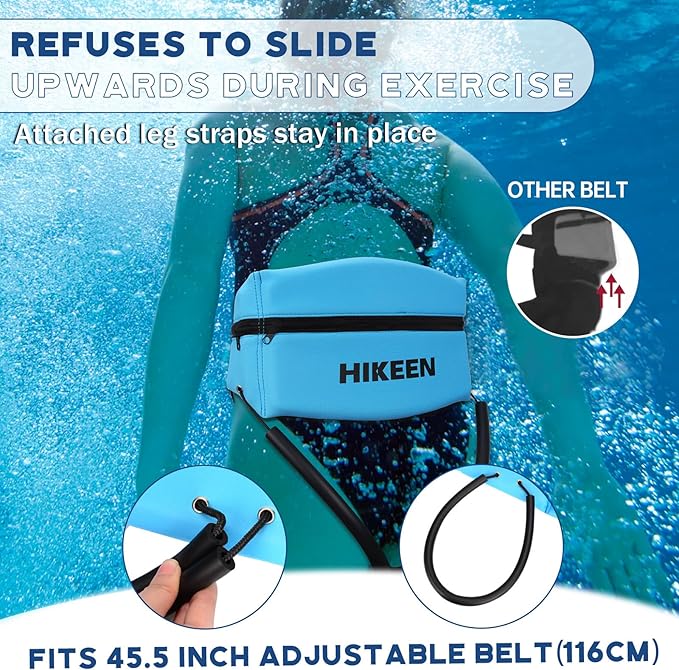 Hikeen 6-Piece Water Aerobics Pool Exercise Equipment, Aqua Aerobics Equipment Set,Includes High Density Water Dumbbell Aqua Belt and Ankle Weights for Aquatic Therapy,Pool Fitness