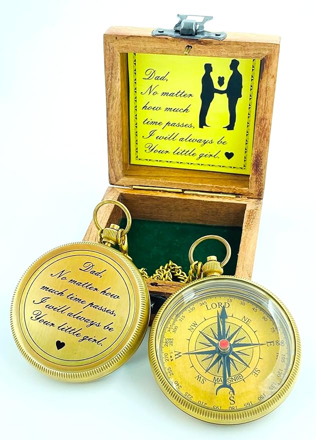 MADSNIIB Engraved Compass with Wooden Box
