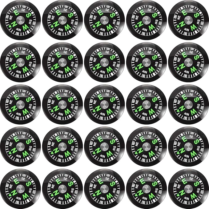 200 Pieces Button Compass Mini Black Survival Compass