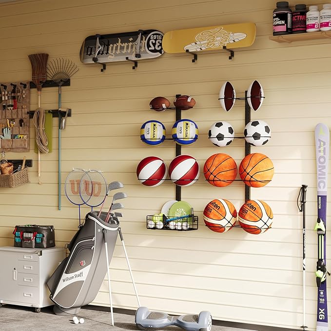 8 Tier Detachable Wall Mounted Basketball Rack DIY1/2/3/4 Soccer
