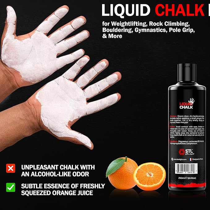 Liquid Chalk – Weightlifting, Gym, Rock Climbing, Body Bouldering, Gymnastics,Calisthenics Pole Grip, Strong Grip Chalk Climbing Chalk for Dry Hands