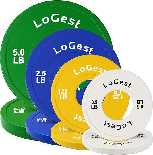 LoGest Olympic Change Weight Plates Set - For Weightlifting 8-Piece Set 0.5LB 1.25LB 1.25LB 2.5LB 2.5LB 5LB 5LB Pair