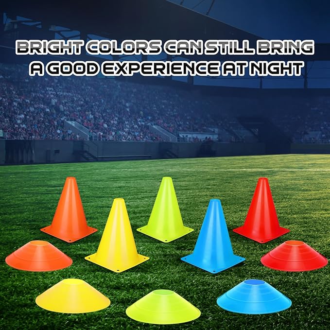 Hiboom 50 Pack Cones Sports Training Set 30 Pcs 7 Inch 20 Pcs
