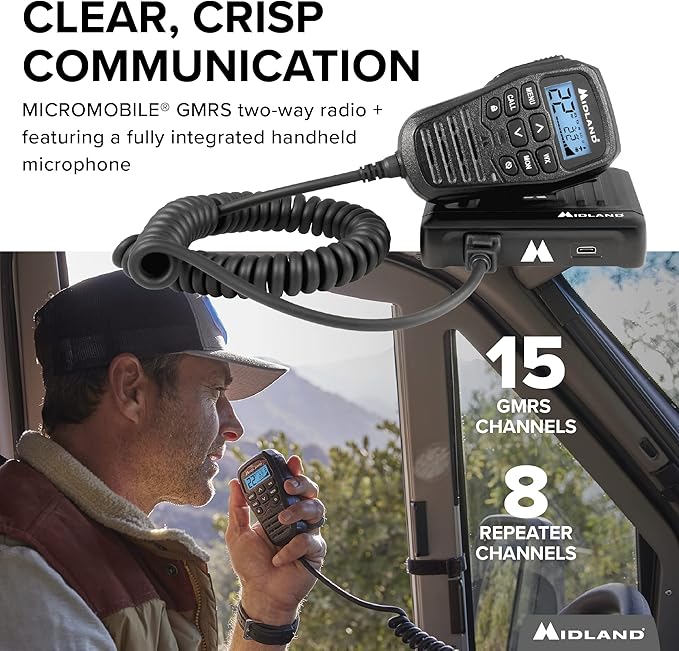 Midland – MXT275VP4-15 Watt GMRS MicroMobile® Two-Way Radio 3dB gain