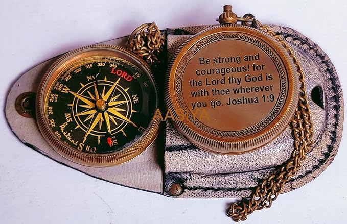 Lord is My Guide Brass Compass Gift Brass