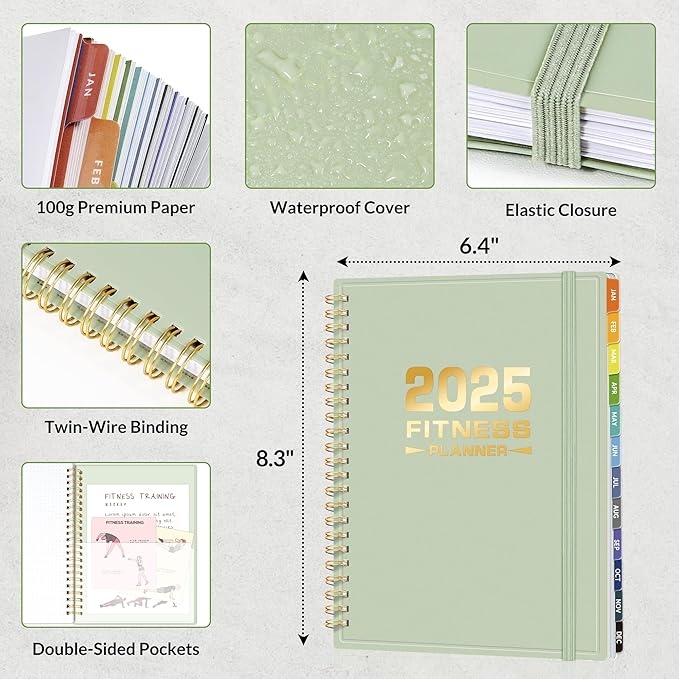 2025 Fitness Workout Journal Planner for Women & Men 2025 - 2025 Exercise 6.4" x 8.3" Fitness