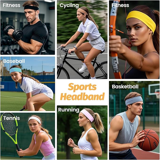 Headbands for Women - 6 Pack Wide Elastic Hair Bands | Stretchy Sweatbands Hair Bands | Soft Sports Thin Head Bands | Non-Slip Accessories Bands for Fashion, Washing Face, Workouts, Yoga, Daily Use