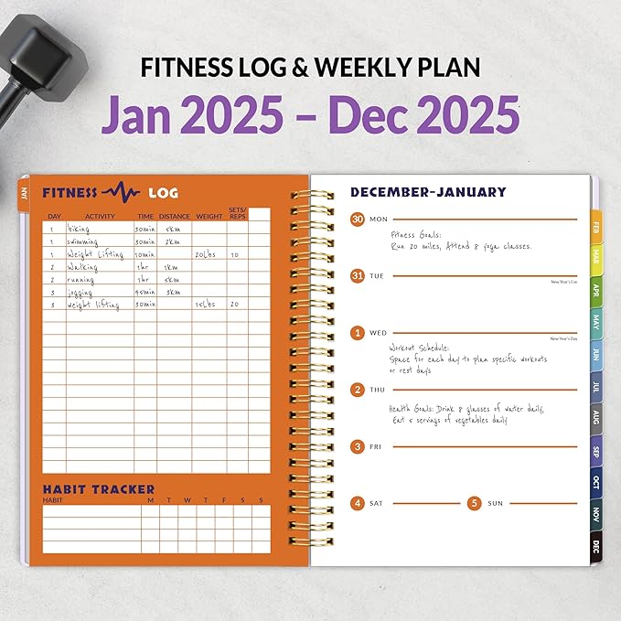 2025 Fitness Workout Journal Planner for Women & Men 2025 - 2025 Exercise 6.4" x 8.3" Fitness