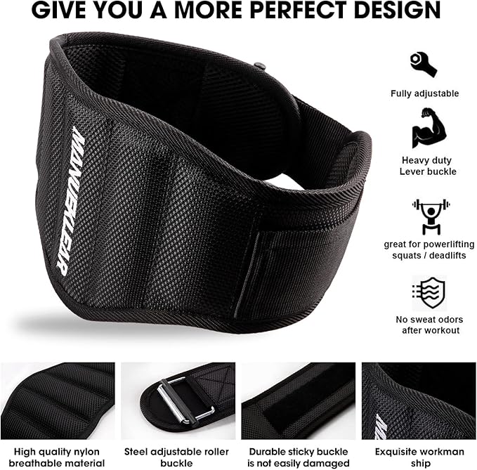 MANUEKLEAR Gym Weight Lifting Belt Weight Lifting Workout 7.5inch -