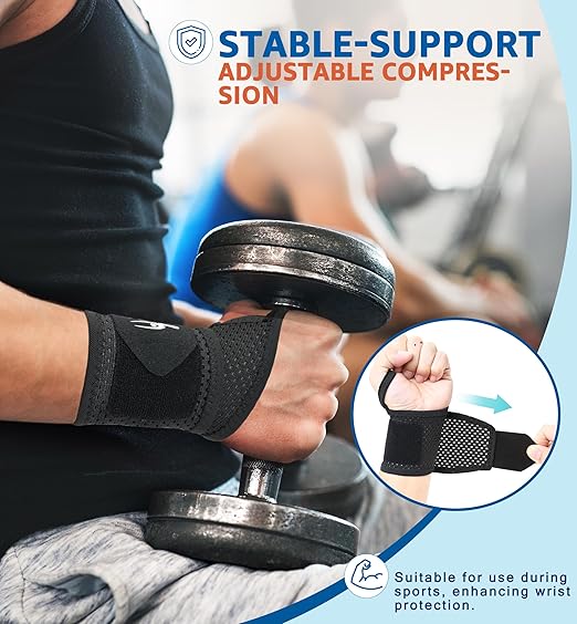 HiRui 2-Pack Ultra-Thin Mesh Wrist Wraps - Breathable, Adjustable Wrist Support for Workouts & Daily Use - Unisex Wrist Brace for Pain Relief, Tendonitis, Carpal Tunnel - One Size Fits All (Black)