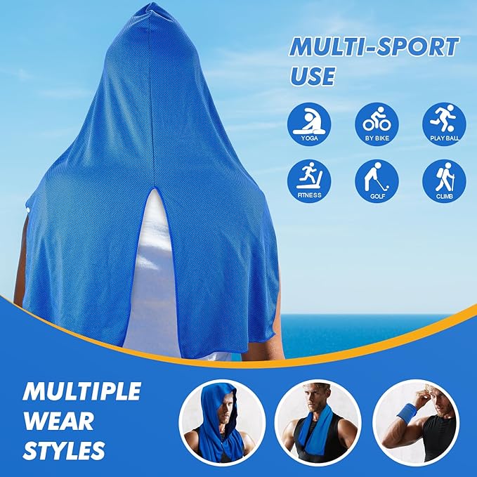 4 Pack Cooling Hoodie Towels for Neck and Face 50 Sun