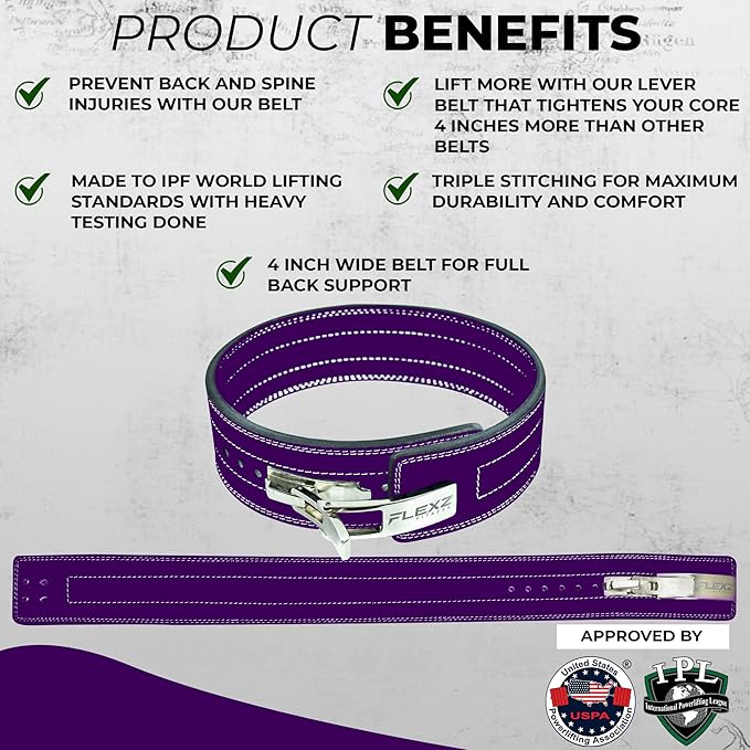 Flexz Fitness Lever Weight Lifting Belt Leather - 10MM 13MM 13MM Powerlifting