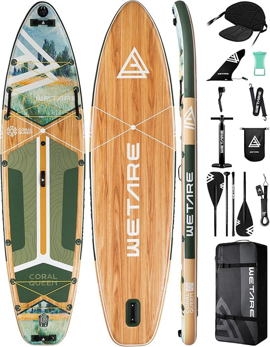 11'6"x35" Inflatable Paddle Board, 450lbs Extra Wide Stand Up Sup Board for Adults, Blow Up Paddleboard Kayak Non-Slip Stable Deck Boat for Yoga Fishing Surf
