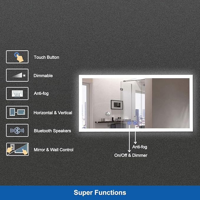 55 x 28 in Dimmable LED Bathroom Mirror (DK-C-N031-BC)