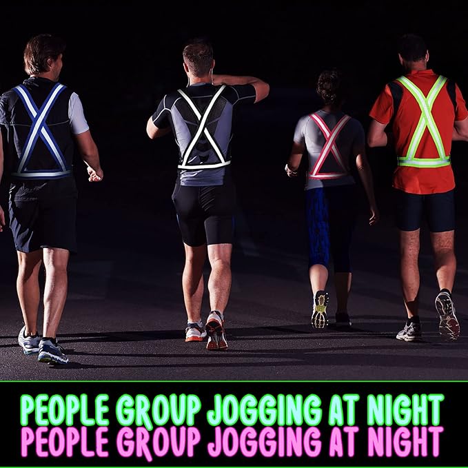 Macarrie 30 Pcs Reflective Running Vest Multicolor Adjustable High Visible Reflective Vests for Men Women Bulk Night Running Walking Jogging Cycling Outdoor Activity