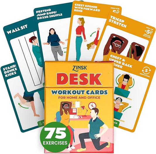 75 Desk Workout Cards â€“ 50 Light Bodyweight 25 Stretches 3.5x2.5â€ Workstation