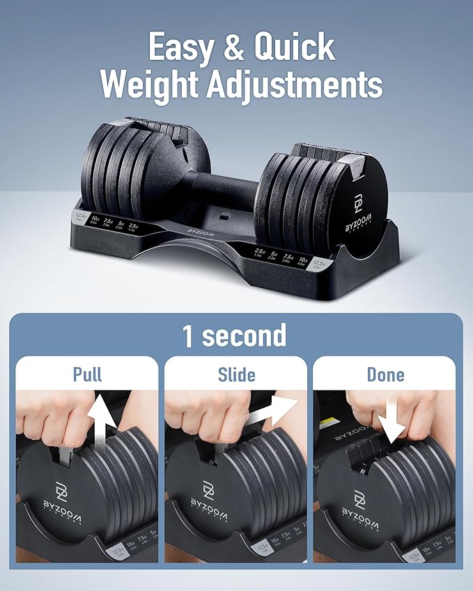 Adjustable Dumbbell 12.5/25lb Set of 2 or Single Unit Piece Weight Training Fitness Exercise Body Workout 5 in 1 for Home Gym Beginners Woman