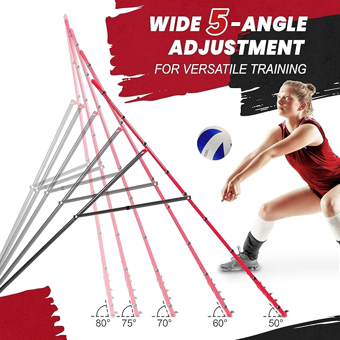 Adjustable Volleyball Rebounder Net 7x4 ft 5 Angles,