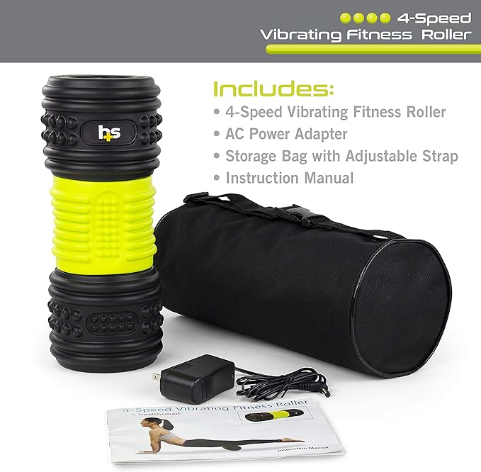 HealthSmart 4-Speed Vibrating Exercise Roller Foam FSA/HSA Eligible