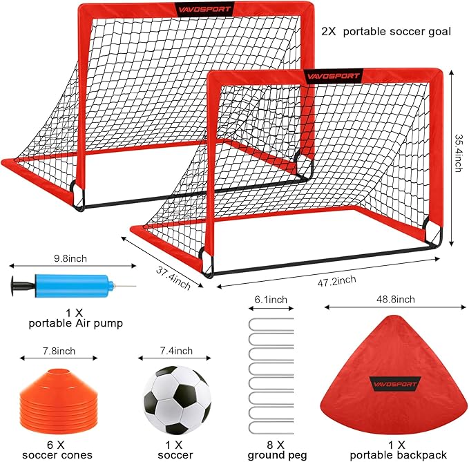 Kids Soccer Goals for Backyard Set - 2 4' x 3' Portable