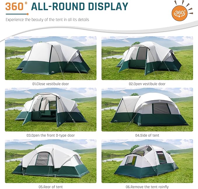 6/8/10/11 Person Camping Tent with Porch