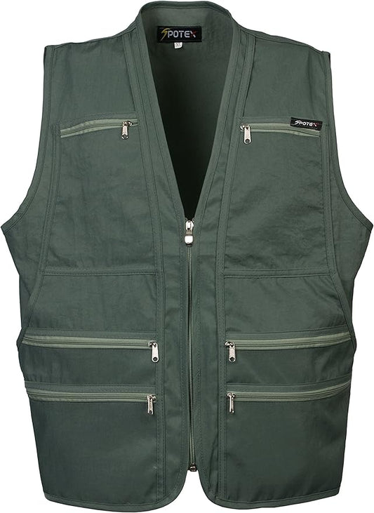Men's 9 Pockets Work Utility Vest Military Photo Safari Travel Vest Workwear Jacket