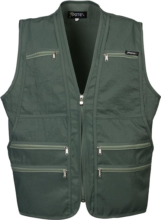 Men's 9 Pockets Work Utility Vest Military Photo Safari Travel Vest Workwear Jacket