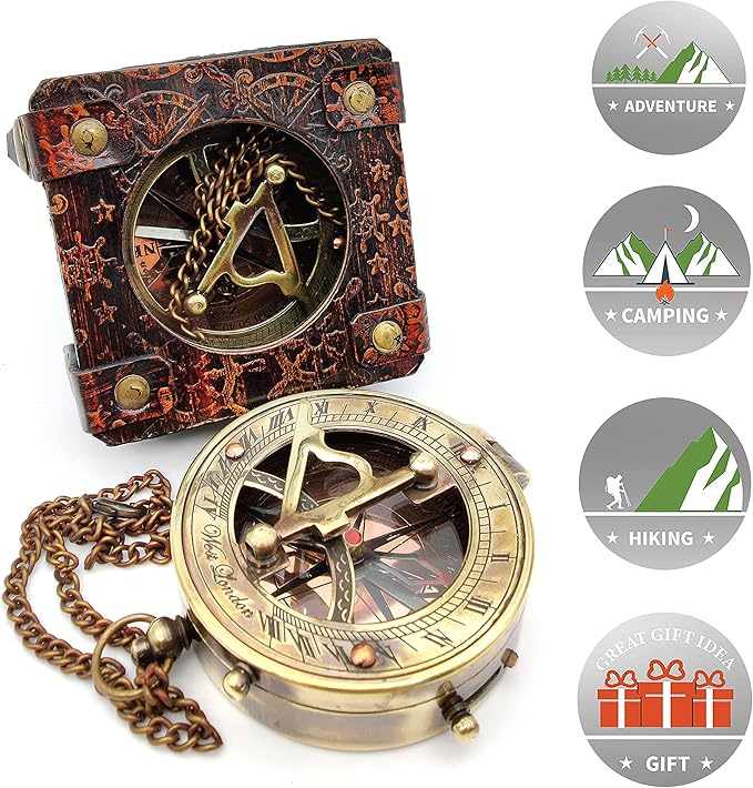 5MoonSun5's Antique Brass Sundial Compass Marine Boat Gift