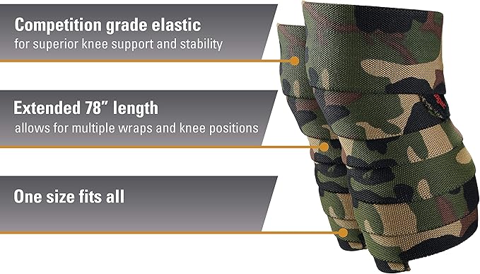 Harbinger Red Line 78-Inch Knee Wraps for Weightlifting (Pair)