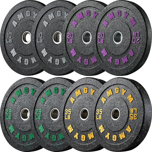 2 Inch Bumper Plates，10-500lbs，Barbell Rubber Olympic Weight Plates Set for Home Gym, Strength Training & Weight Lifting, Multiple Options Colors