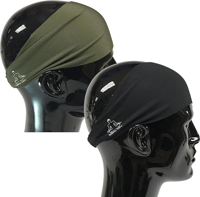 Headbands for Men and Women - Mens Sweatband & Sports Headband Moisture Wicking Workout Sweatbands for Running, Cross Training, Yoga and Bike Helmet Friendly