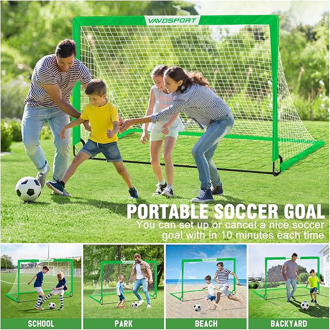 Kids Soccer Goals for Backyard Set - 2 6x4 ft