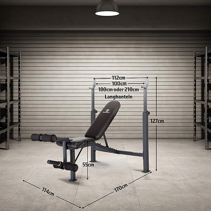 Marcy Competitor Adjustable Olympic Weight Bench with Leg Developer for Weight Lifting and Strength Training CB-729, Black