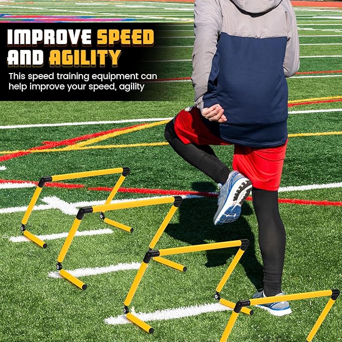 8 Pcs Adjustable Speed Training Hurdles 6" 9" 12" Speed