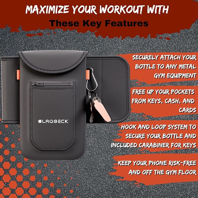 Magnetic Water Bottle Sleeve Bag and Large Pocket 4 Magnets