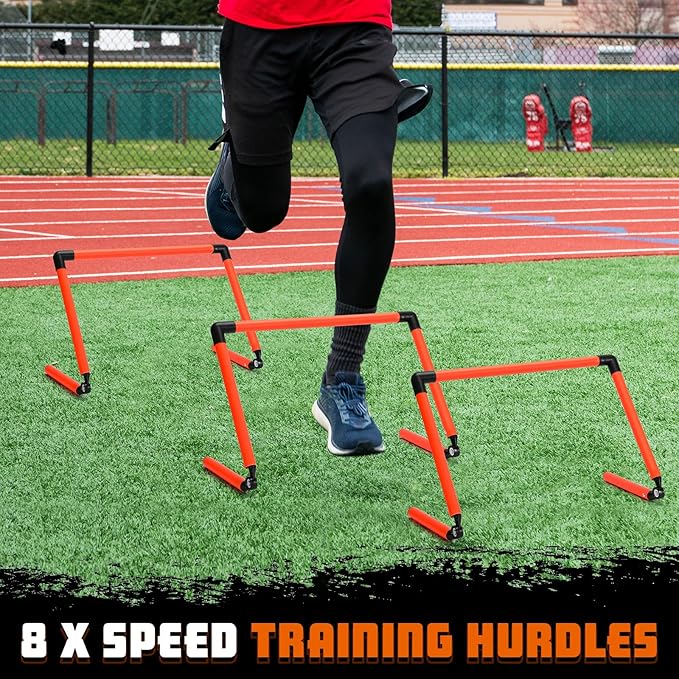 8 Pcs Adjustable Speed Training Hurdles 6" 9" 12" Speed