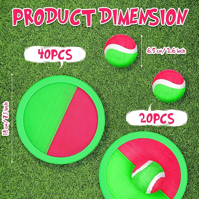 Libima Kids Toys Toss and Catch Game Set 40 Paddles 20 Balls