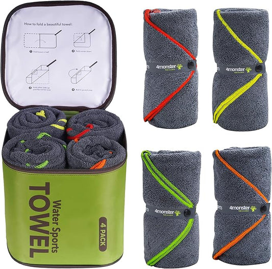 4Monster 4 Pack Microfiber Camping Towel Quick Dry