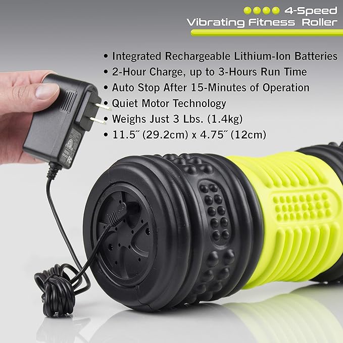 HealthSmart 4-Speed Vibrating Exercise Roller Foam FSA/HSA Eligible