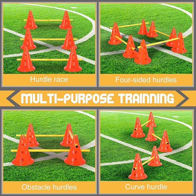 6 Sets Dog Agility Hurdle Cone Set Include 12 Agility 6 Agility
