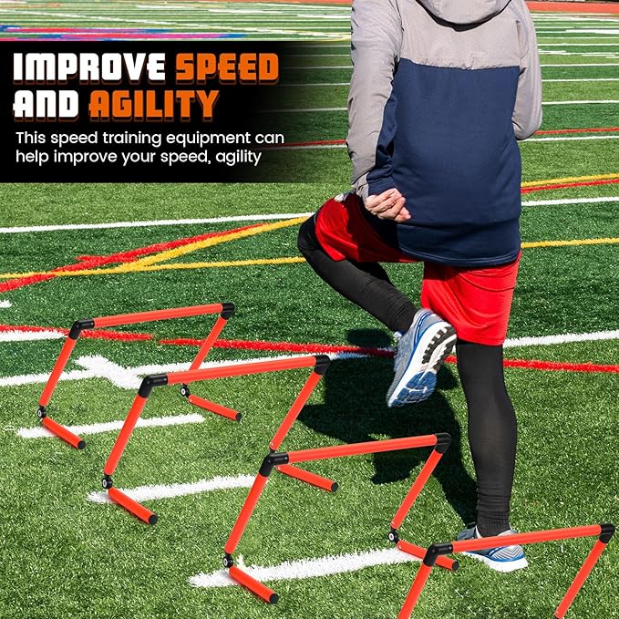 8 Pcs Adjustable Speed Training Hurdles 6" 9" 12" Speed